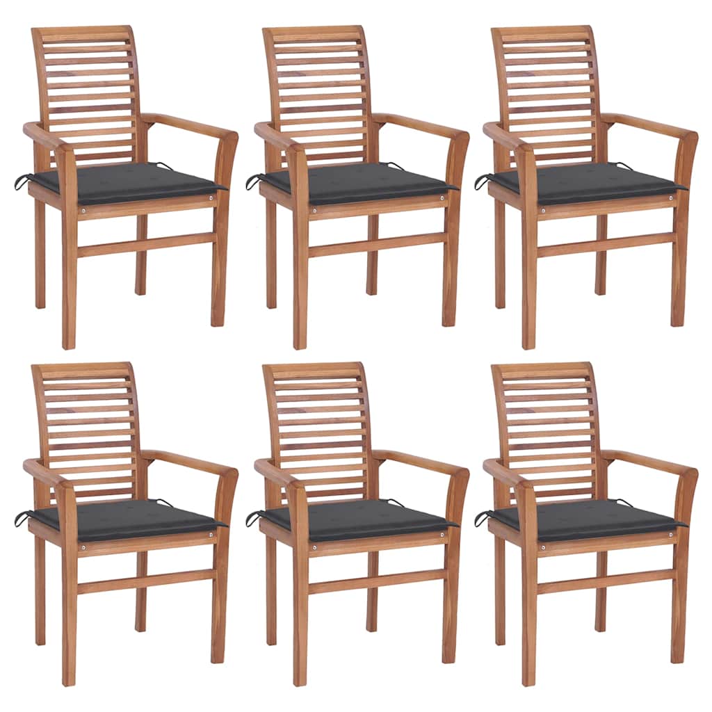 vidaXL Dining Chairs 2 pcs with anthracite cushions solid teak wood