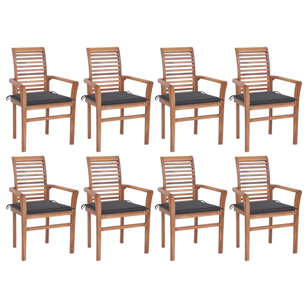 vidaXL Dining Chairs 2 pcs with anthracite cushions solid teak wood