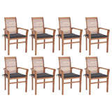 vidaXL Dining Chairs 2 pcs with anthracite cushions solid teak wood