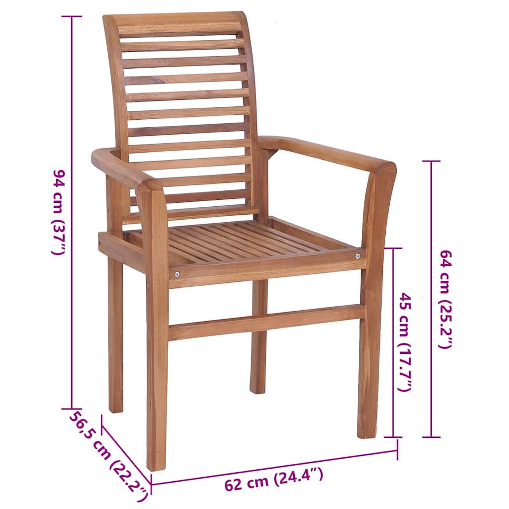 vidaXL Dining Chairs 2 pcs with anthracite cushions solid teak wood