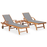 vidaXL Sun Lounger with Anthracite Cushion Solid Teak Wood