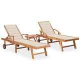 vidaXL Sun Lounger with Anthracite Cushion Solid Teak Wood