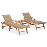 vidaXL Sun Lounger with Anthracite Cushion Solid Teak Wood
