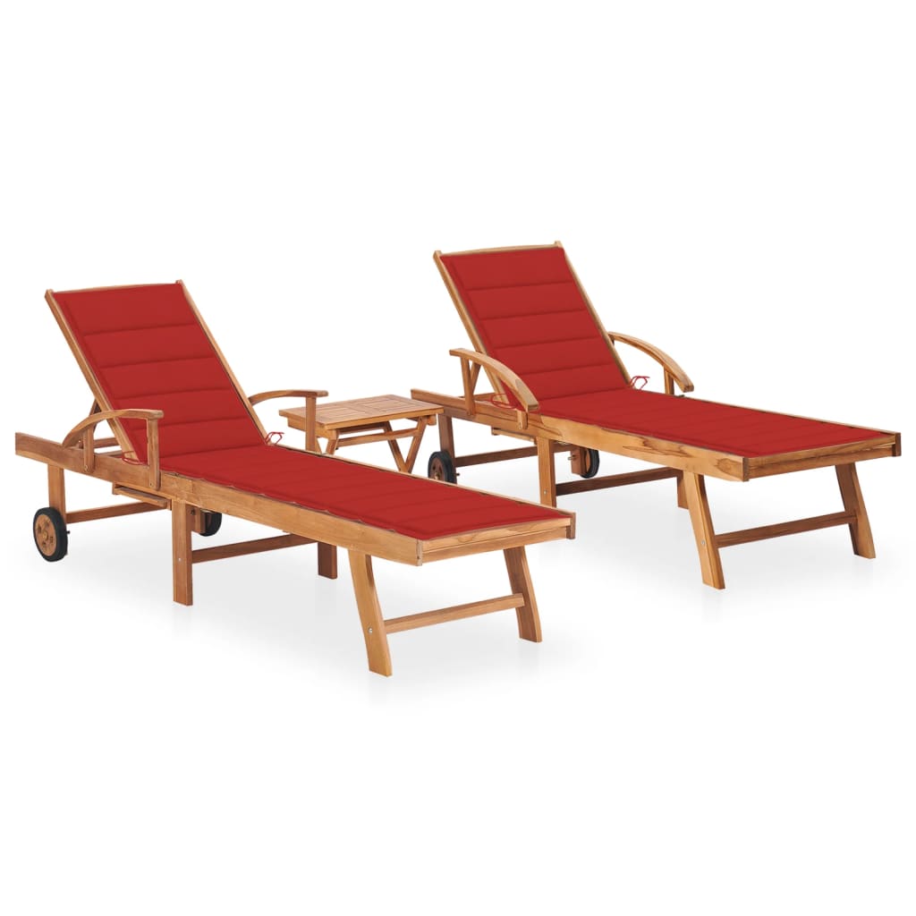 vidaXL Sun Lounger with Anthracite Cushion Solid Teak Wood