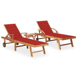 vidaXL Sun Lounger with Anthracite Cushion Solid Teak Wood