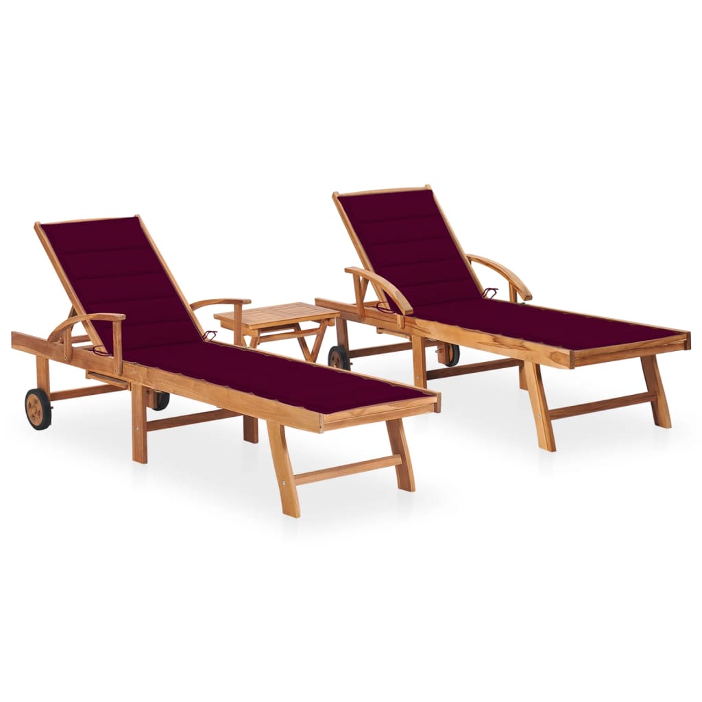 vidaXL Sun Lounger with Anthracite Cushion Solid Teak Wood