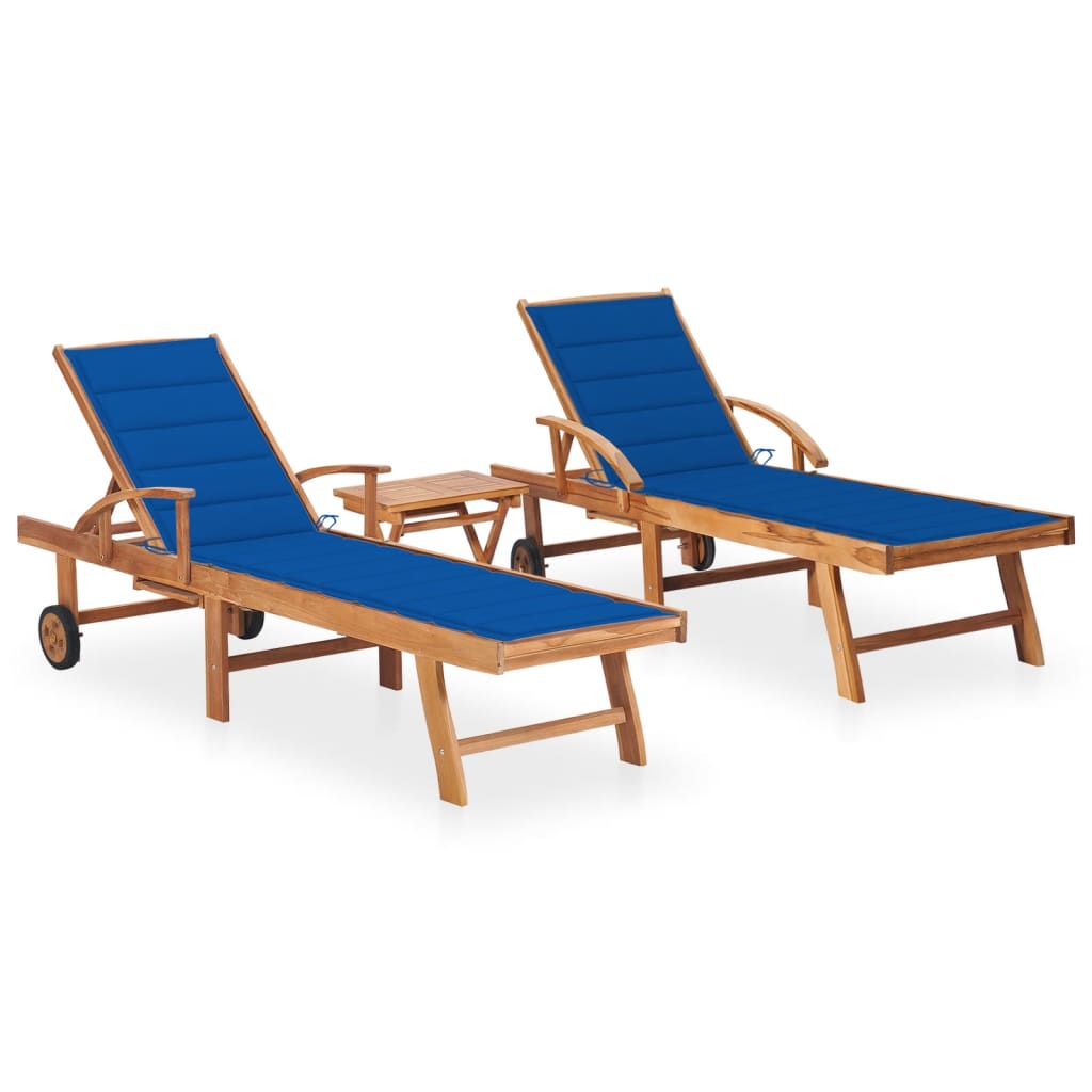 vidaXL Sun Lounger with Anthracite Cushion Solid Teak Wood