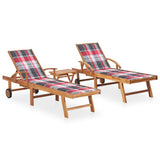 vidaXL Sun Lounger with Anthracite Cushion Solid Teak Wood