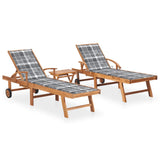 vidaXL Sun Lounger with Anthracite Cushion Solid Teak Wood