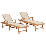 vidaXL Sun Lounger with Anthracite Cushion Solid Teak Wood