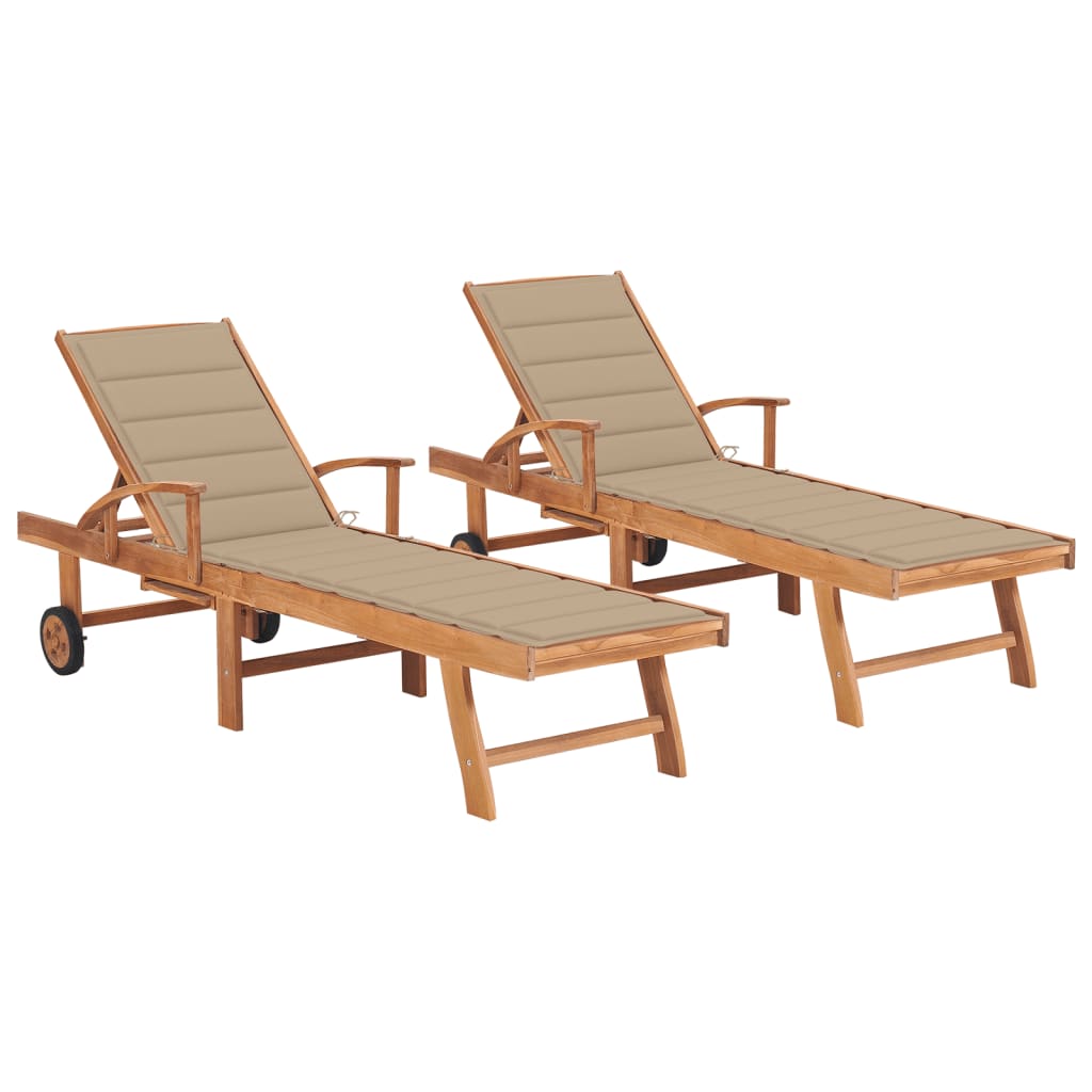 vidaXL Sun Lounger with Anthracite Cushion Solid Teak Wood