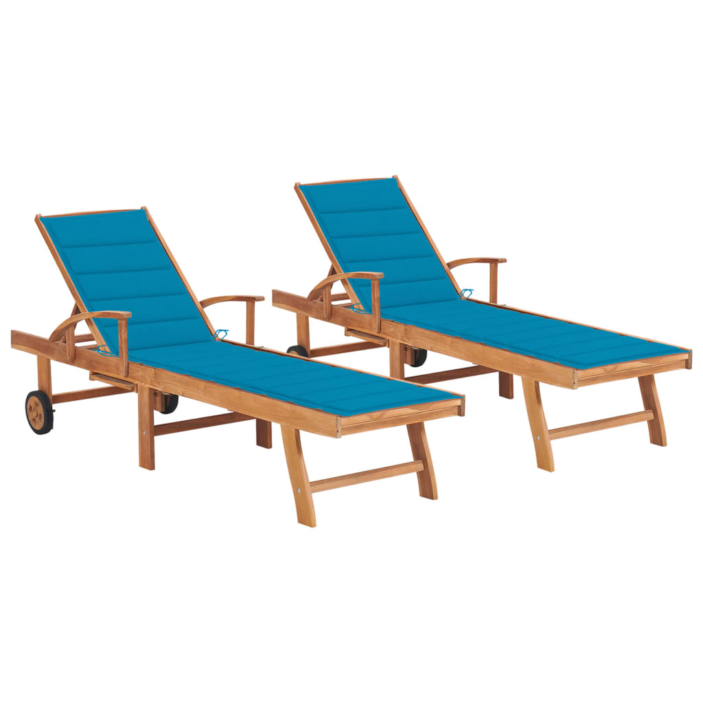 vidaXL Sun Lounger with Anthracite Cushion Solid Teak Wood