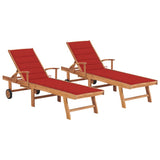 vidaXL Sun Lounger with Anthracite Cushion Solid Teak Wood