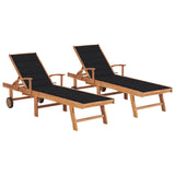 vidaXL Sun Lounger with Anthracite Cushion Solid Teak Wood