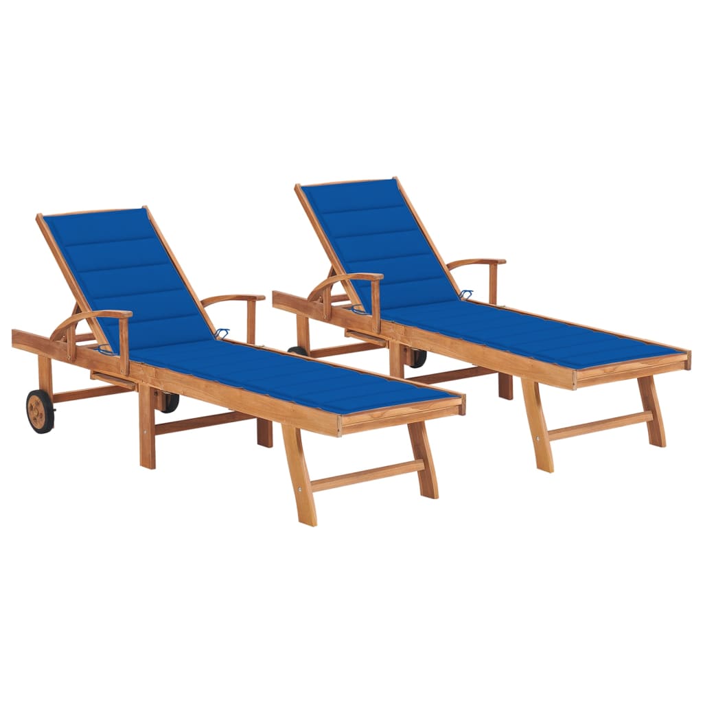 vidaXL Sun Lounger with Anthracite Cushion Solid Teak Wood