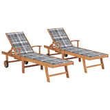 vidaXL Sun Lounger with Anthracite Cushion Solid Teak Wood