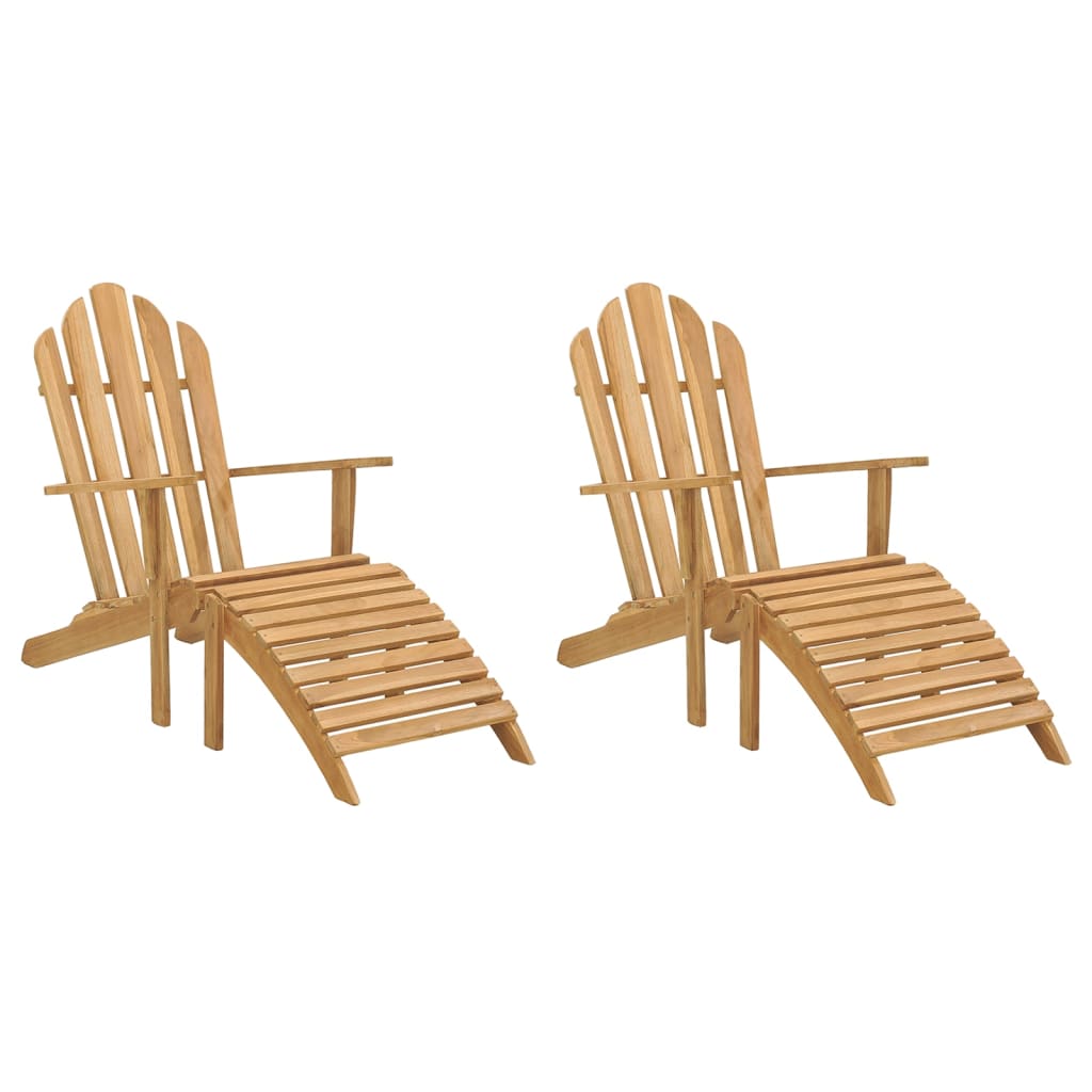 vidaXL Stoelen Adirondack 2 st met voetensteunen massief teakhout
