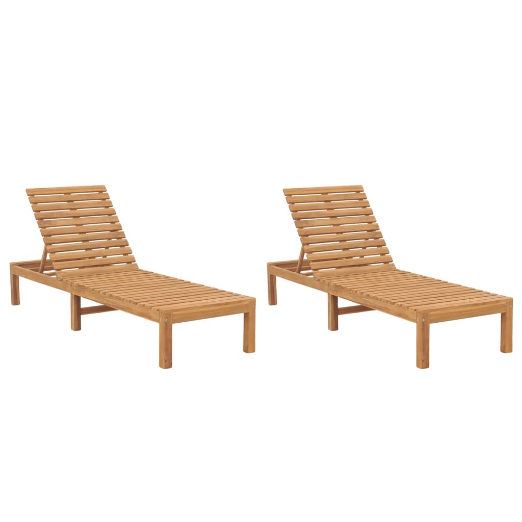 vidaXL Sun Loungers 2 pcs Solid Teak Wood