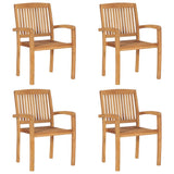 vidaXL Stackable Garden Chairs 4 pcs Solid Teak