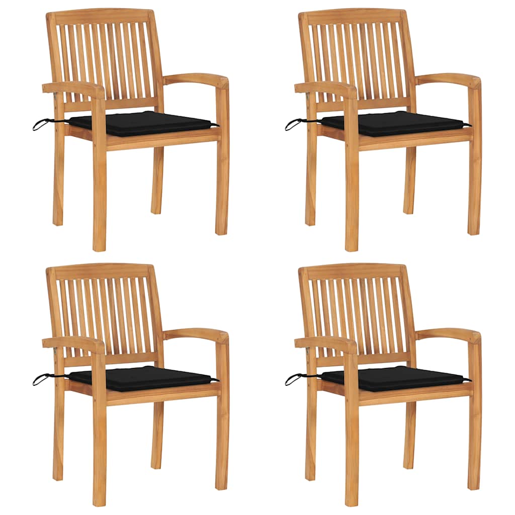 vidaXL Garden Chairs 2 pcs with Anthracite Cushions Solid Teakwood