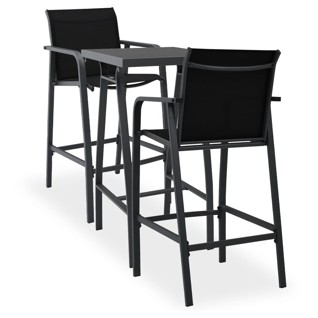 vidaXL 3-Piece Garden Bar Set Black
