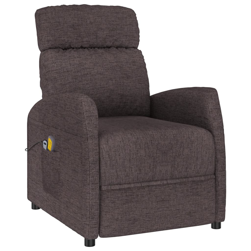 vidaXL Massage Recliner Electric Adjustable Fabric Dark Brown
