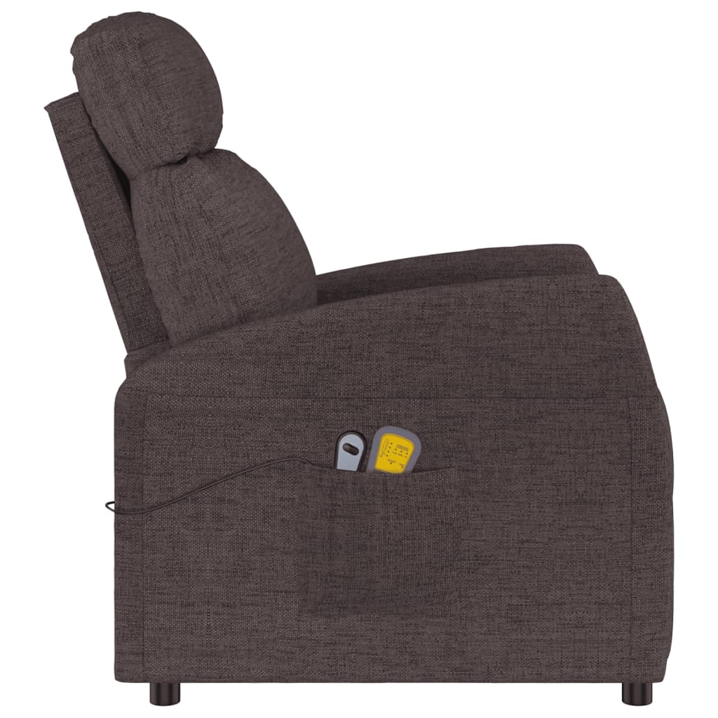 vidaXL Massage Recliner Electric Adjustable Fabric Dark Brown