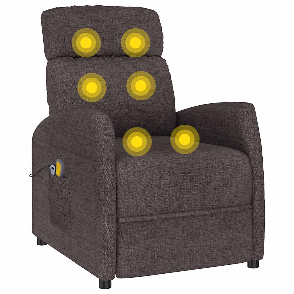 vidaXL Massage Recliner Electric Adjustable Fabric Dark Brown