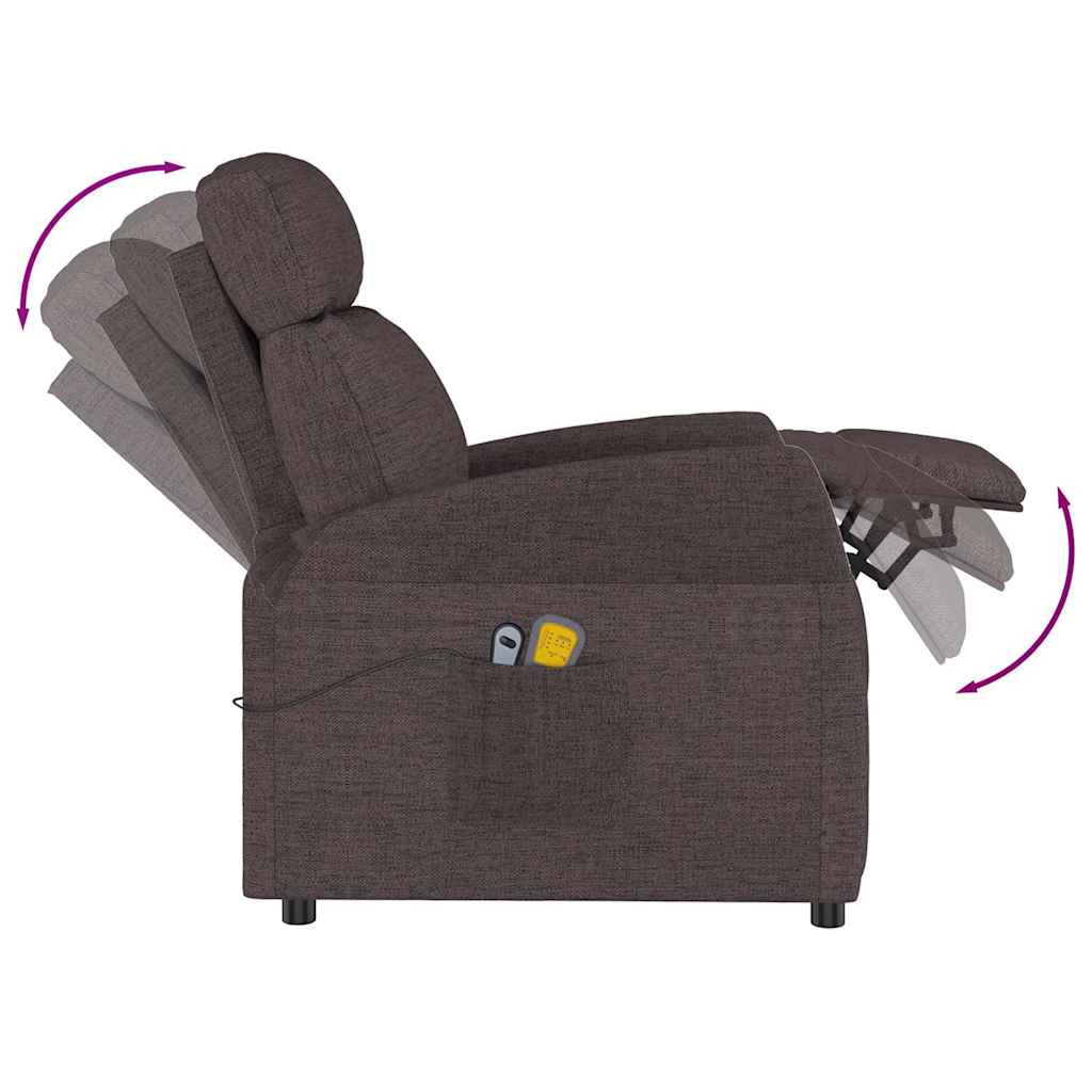 vidaXL Massage Recliner Electric Adjustable Fabric Dark Brown