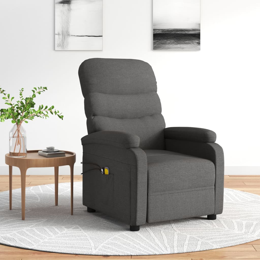 vidaXL Electric Massage Chair Fabric Light Grey