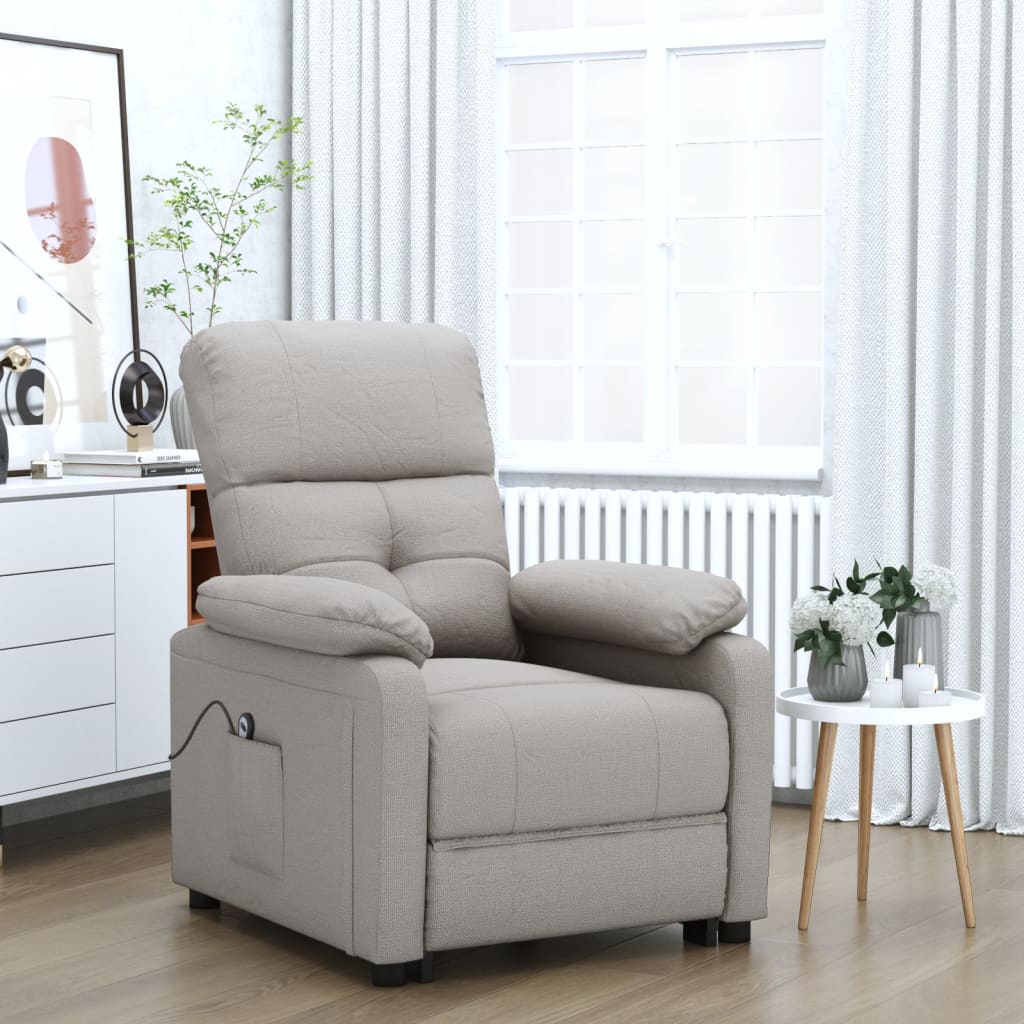 vidaXL Fauteuil elektrisch verstelbaar stof lichtgrijs