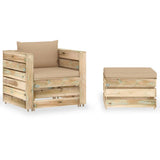 vidaXL 2-piece Lounge Set with Cushions Grey Impregnated Wood