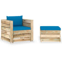 vidaXL 2-piece Lounge Set with Cushions Grey Impregnated Wood