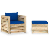 vidaXL 2-piece Lounge Set with Cushions Grey Impregnated Wood
