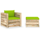 vidaXL 2-piece Lounge Set with Cushions Grey Impregnated Wood