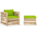 vidaXL 2-piece Lounge Set with Cushions Grey Impregnated Wood