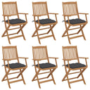 vidaXL Garden Chairs 6 pcs Foldable with Cushions Solid Acacia Wood