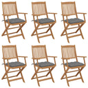 vidaXL Garden Chairs 6 pcs Foldable with Cushions Solid Acacia Wood