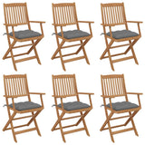 vidaXL Tuinstoelen 6 st inklapbaar met kussens massief acaciahout