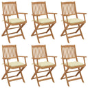 vidaXL Garden Chairs 6 pcs Foldable with Cushions Solid Acacia Wood