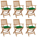 vidaXL Garden Chairs 6 pcs Foldable with Cushions Solid Acacia Wood