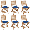 vidaXL Garden Chairs 6 pcs Foldable with Cushions Solid Acacia Wood
