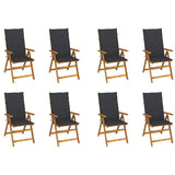 vidaXL Garden Chairs 2 pcs adjustable with cushions solid acacia wood