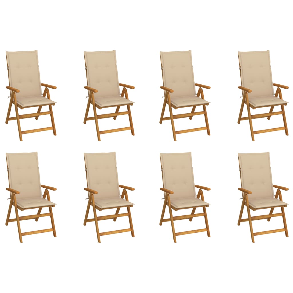vidaXL Garden Chairs 2 pcs adjustable with cushions solid acacia wood