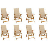 vidaXL Garden Chairs 2 pcs adjustable with cushions solid acacia wood