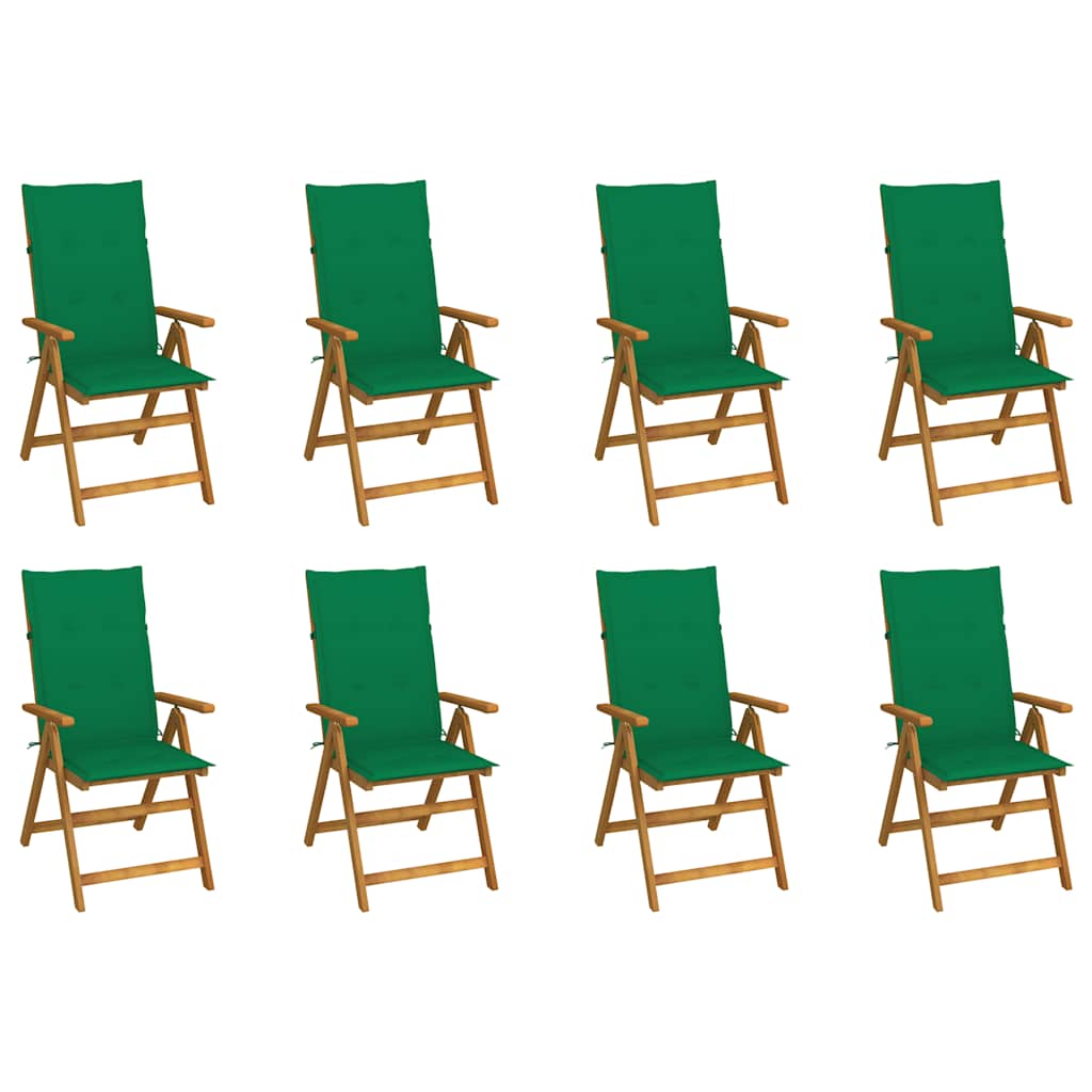 vidaXL Garden Chairs 2 pcs adjustable with cushions solid acacia wood