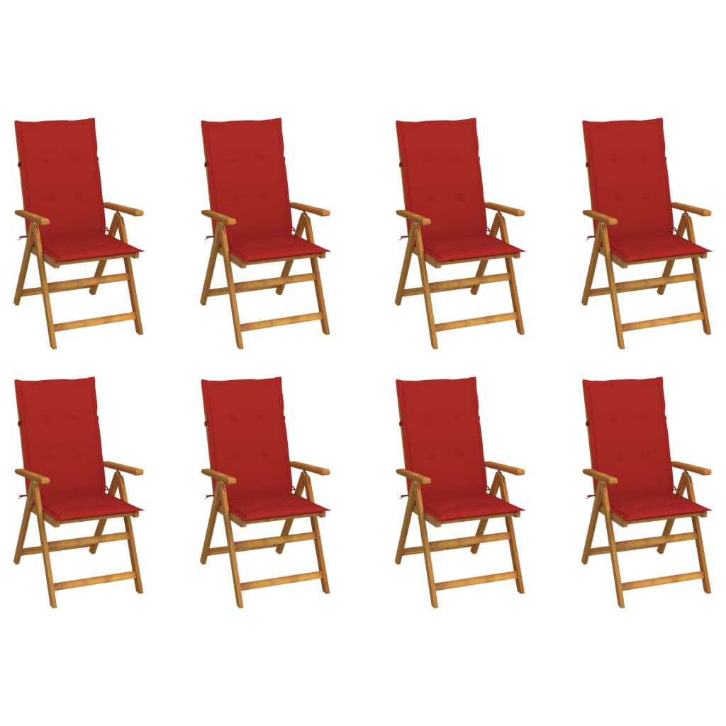 vidaXL Garden Chairs 2 pcs adjustable with cushions solid acacia wood