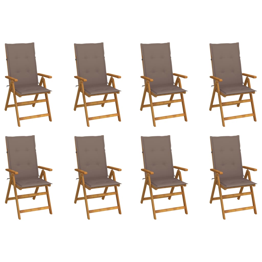 vidaXL Garden Chairs 2 pcs adjustable with cushions solid acacia wood