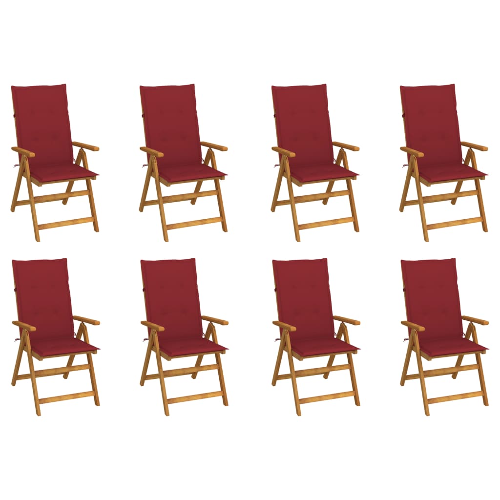 vidaXL Garden Chairs 2 pcs adjustable with cushions solid acacia wood