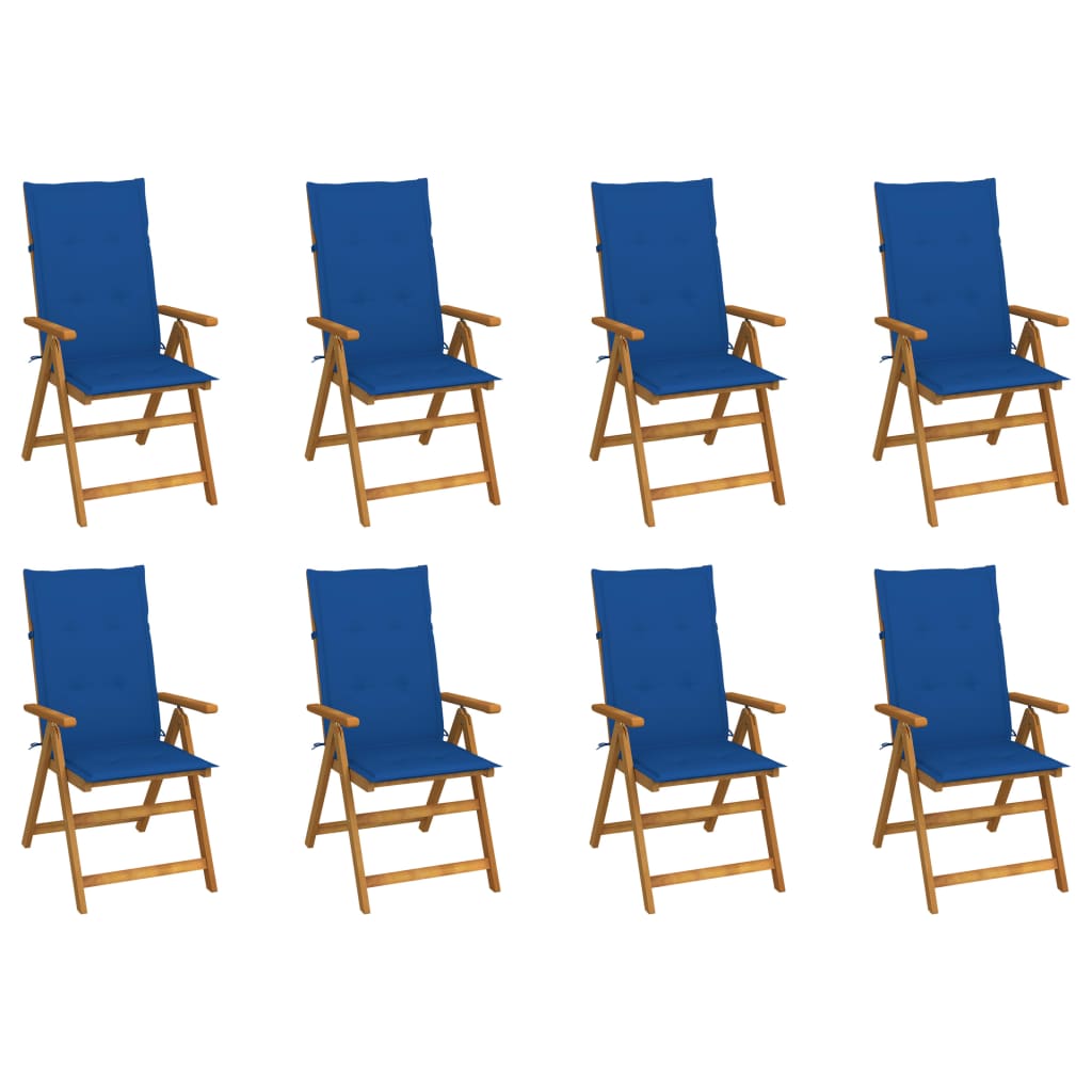 vidaXL Garden Chairs 2 pcs adjustable with cushions solid acacia wood